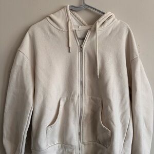 White Full Zip Hoodie